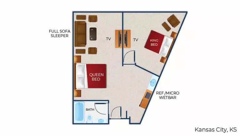 The floor plan for the Royal Bear Suite
